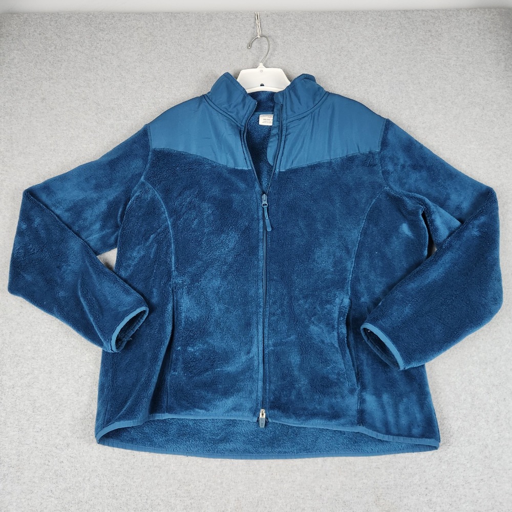 Danskin Now Fleece Jacket Women XXL Blue Cozy Winter Athleisure Full Zip Outdoor